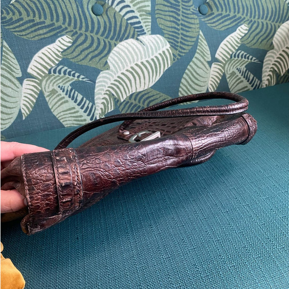 Etienne Aigner Genuine Leather Croc Embossed Satchel Bag - Picture 8 of 13